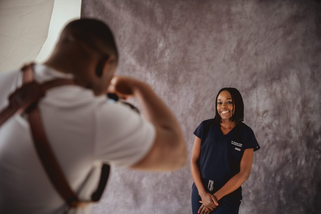 doctor posing for a studio headshot